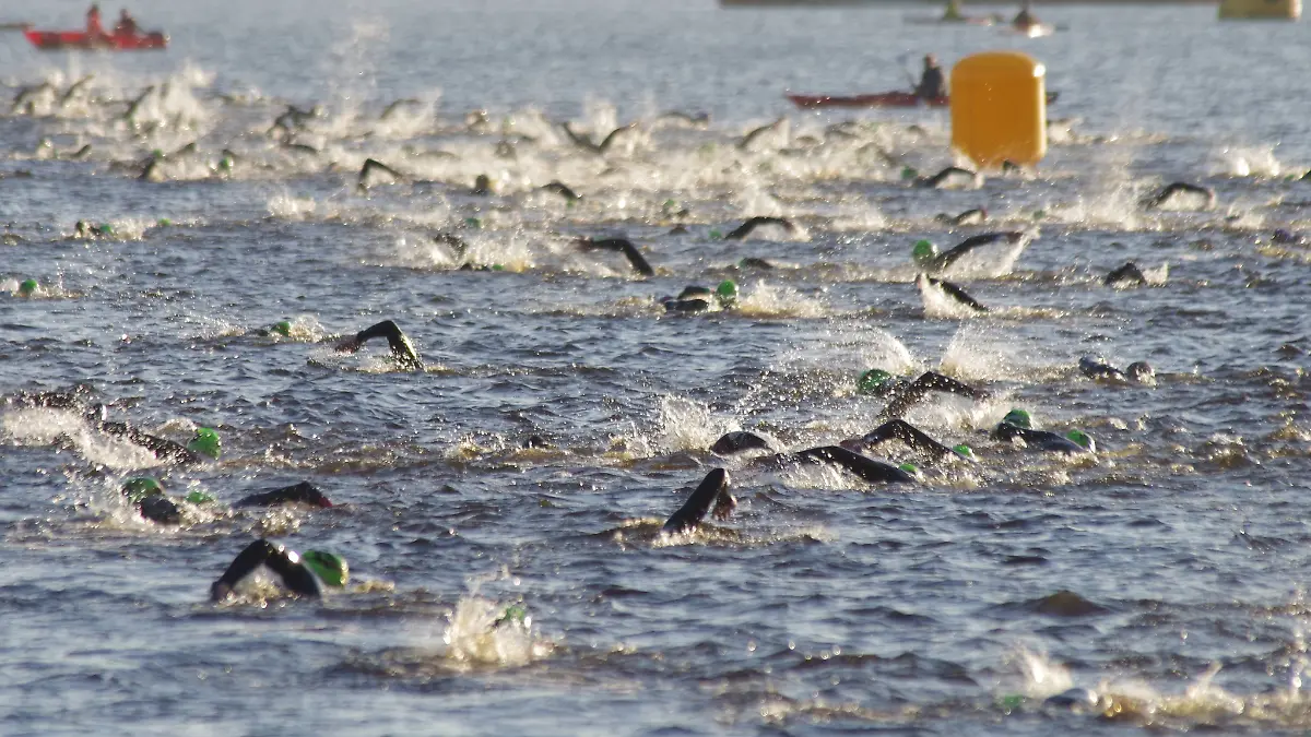 Bilder-des-Tages-SPORT-Teilnehmer-an-der-Iron-Premiere-in-Hamburg-auf-der-Schwimmstrecke-auf-der-Aussenalster