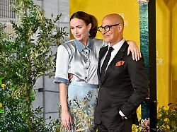 Emily Blunt Left And Stanley Tucci Attend The Special Screening Of Another Simple Favor At Jazz At Lincoln Square On Sunday April 27 2025 In New York