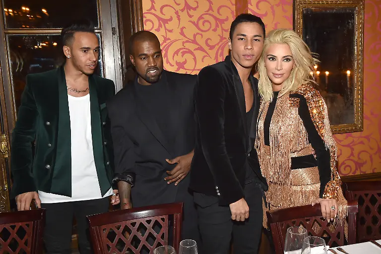 PARIS-FRANCE-MARCH-05-Lewis-Hamilton-Kanye-West-Olivier-Rousteing-and-Kim-Kardashian-attend-the-Balmain-Aftershow-Dinner-as-part-of-the-Paris-Fashion-Week-Womenswear-Fall-Winter-2015-2016-on-March-5-2015-in-Paris-France
