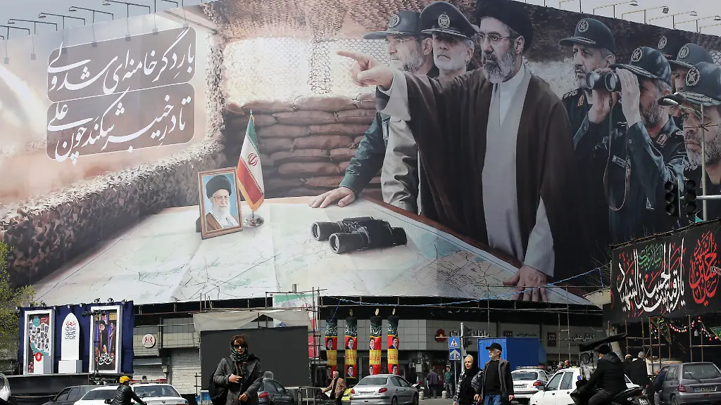 Banner-of-Irans-new-Supreme-Leader-Mojtaba-Khamenei-in-Tehran-TEHRAN-IRAN-MARCH-14-A-view-of-a-banner-featuring-Irans-new-Supreme-Leader-Mojtaba-Khamenei-and-senior-commanders-of-the-Islamic-Revolutionary-Guard-Corps-IRGC-as-the-attacks-by-the-United-States-and-Israel-against-Iran-continue-on-March-14-2026-Fatemeh-Bahrami-Anadolu-Tehran-Iran-Editorial-use-only-Please-get-in-touch-for-any-other-usage
