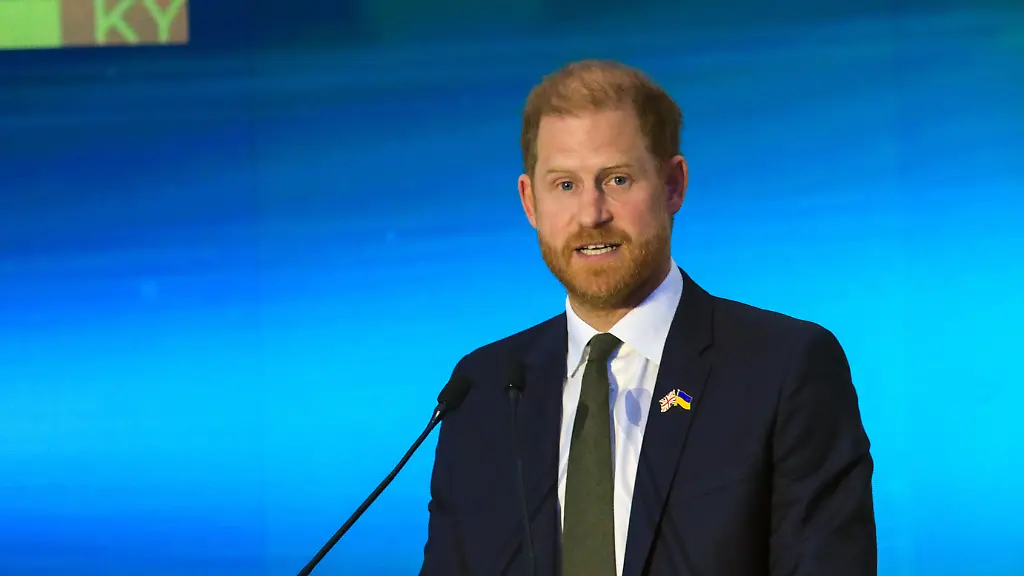 Prince-Harry-the-Duke-of-Sussex-and-founder-of-the-Invictus-Games-Foundation-delivers-a-speech-at-the-18th-Kyiv-Security-Forum-in-Kyiv-Ukraine-April-23-2026-Themed-Darkness-or-Dawn-Is-Light-Ahead-the-event-brought-together-international-leaders-senior-security-and-defence-officials-NATO-representatives-diplomats-innovators-and-public-figures-to-discuss-contemporary-security-challenges-Key-topics-included-nuclear-security-international-solidarity-with-Ukraine-transatlantic-unity-global-defence-and-modern-warfare-technologies-anti-corruption-efforts-countering-disinformation-and-the-resilience-of-cities-and-energy-infrastructure