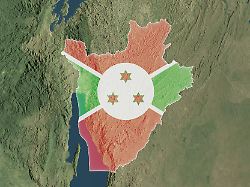 Burundi Auf Der Erde Mit Nationalflagge Country Of Burundi As Seen From Space Overlayed With Its National Flag Elements Of This Image Furnished By ESA LicenseRF Copyright XZoonar