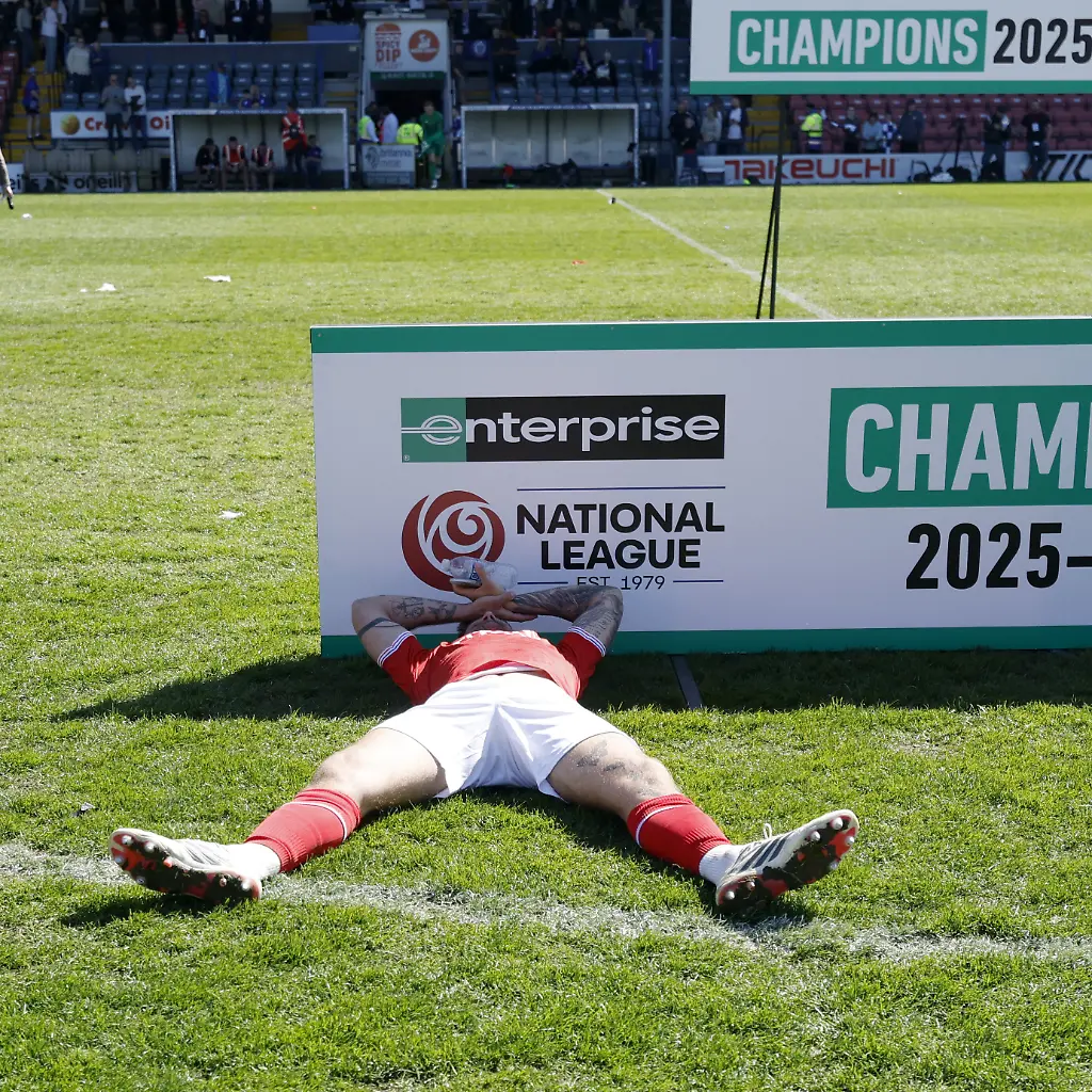 Rochdale-v-York-City-Enterprise-National-League-Crown-Oil-Arena-York-City-s-Zak-Johnson-lies-on-the-pitch-after-the-Enterprise-National-League-match-at-the-Crown-Oil-Arena-Rochdale-Picture-date-Saturday-April-25-2026-Photo-credit-should-read-Cody-Froggatt-PA-Wire-RESTRICTIONS-Use-subject-to-restrictions-Editorial-use-only-no-commercial-use-without-prior-consent-from-rights-holder