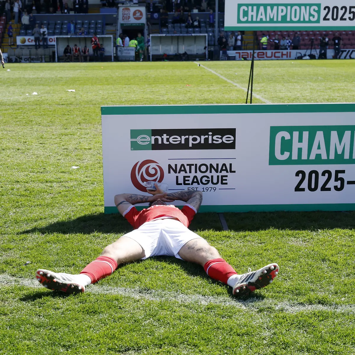 Rochdale-v-York-City-Enterprise-National-League-Crown-Oil-Arena-York-City-s-Zak-Johnson-lies-on-the-pitch-after-the-Enterprise-National-League-match-at-the-Crown-Oil-Arena-Rochdale-Picture-date-Saturday-April-25-2026-Photo-credit-should-read-Cody-Froggatt-PA-Wire-RESTRICTIONS-Use-subject-to-restrictions-Editorial-use-only-no-commercial-use-without-prior-consent-from-rights-holder
