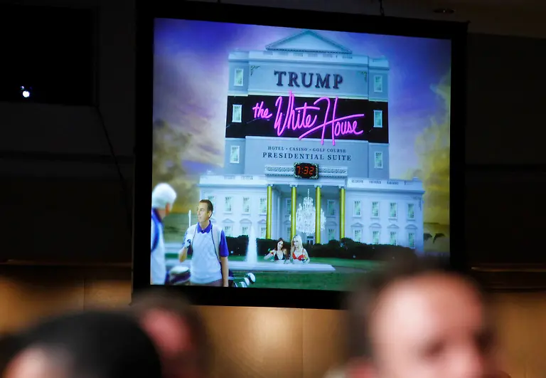 A-video-is-shown-as-President-Barack-Obama-speaks-about-Donald-Trump-at-the-White-House-Correspondents-Association-Dinner-in-Washington-Saturday-April-30-2011