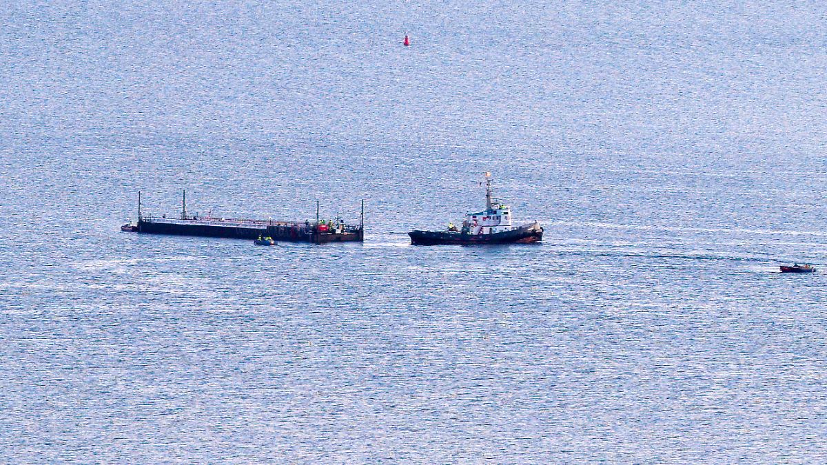 “Very slow speed”: Tugboat convoy with whale heading toward Fehmarn