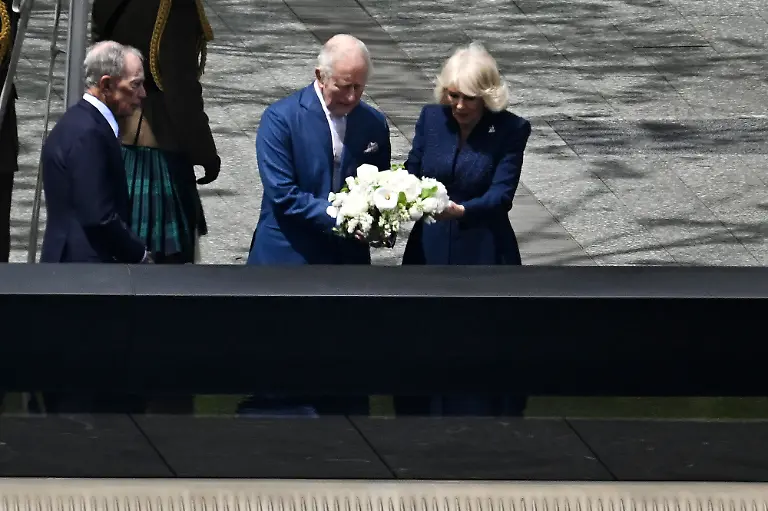 Accompanied-by-former-New-York-City-Mayor-Michael-Bloomberg-l-British-Royals-King-Charles-III-and-Queen-Camilla-place-a-wreath-of-flowers-upon-the-parapet-of-the-9-11-Memorial-South-refelcting-pool-in-New-York-NY-September-29-2026