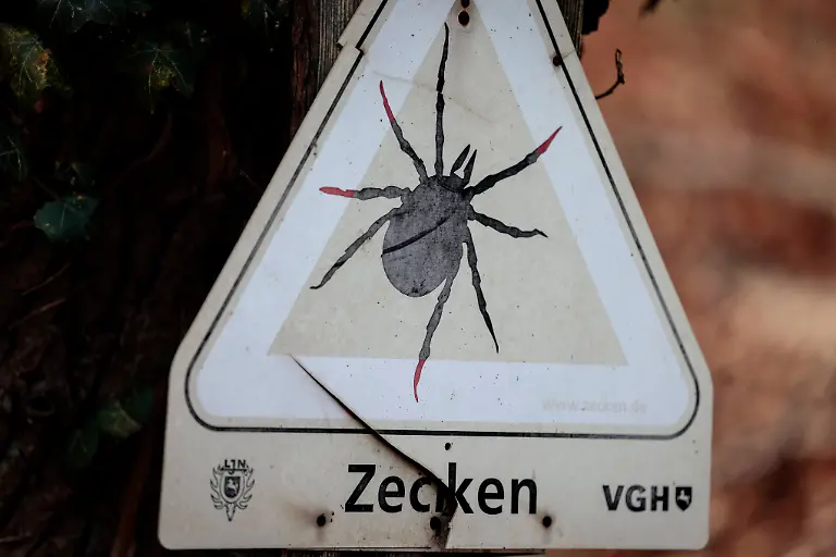 Achtung-Zecken-Ein-kaputtes-und-stark-verwittertes-Warnschild-der-VGH-Versicherung-in-Osnabrueck-Atter-warnt-vor-Zecken-und-den-damit-verbundenen-Gefahren-aufgenommen-am-16-12-2025-Niedersachsen-Deutschland-Das-Schild-dient-als-klare-Gesundheitswarnung-vor-Zeckenbissen-medizinisch-korrekt-waeren-Zeckenstiche-und-den-moeglichen-Folgen-wie-Borreliose-oder-FSME-in-Wald-und-Wiesenbereichen