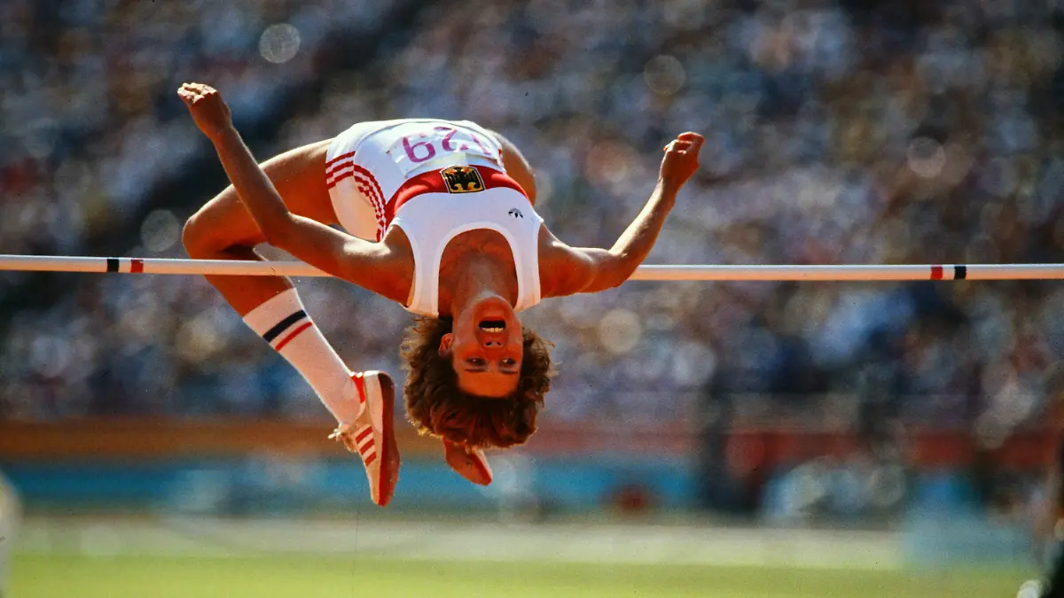 Olympische-Spiele-1984-in-Los-Angeles-Ulrike-Meyfarth-gewinnt-ihre-2-Olympische-Goldmedaille-Ulrike-Meyfarth-gewinnt-zum-2
