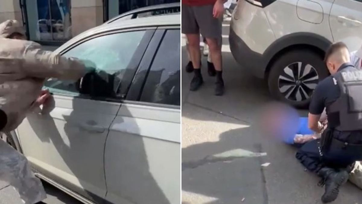 Passanten schlagen gegen Auto - Polizei überwältigt Täter
