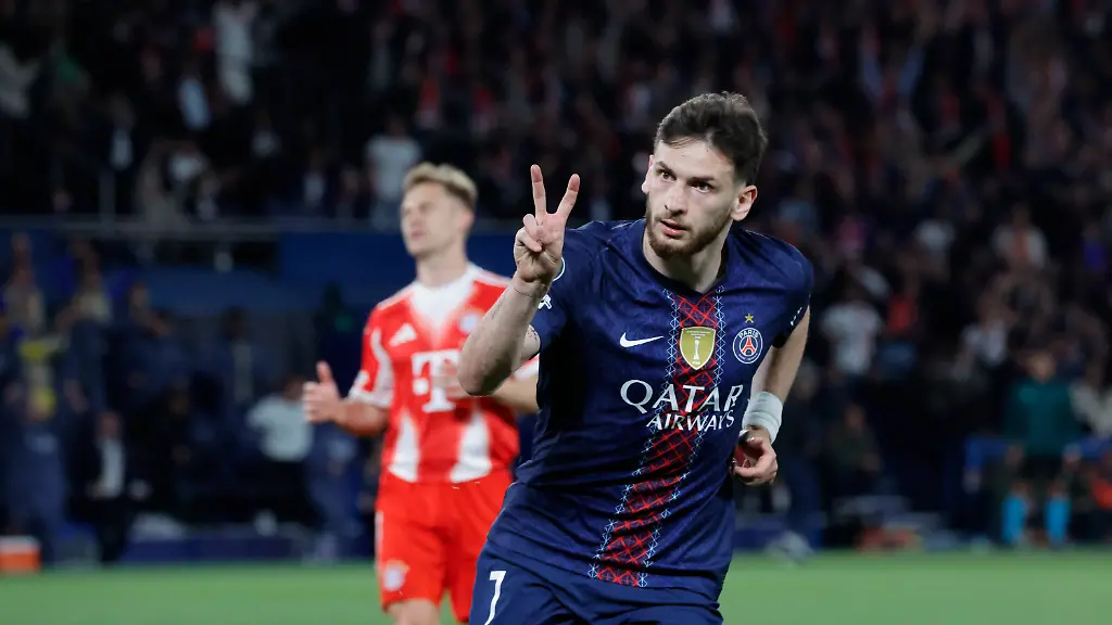 260429-PARIS-April-29-2026-PSG-s-Khvicha-Kvaratskhelia-celebrates-after-scoring-during-the-UEFA-Champions-League-semi-final-first-leg-football-match-between-Paris-Saint-Germain-PSG-and-Bayern-Munich-at-the-Parc-des-Princes-in-Paris-France-April-28-2026