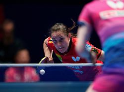Sabine Winter Of Germany Serves On Her Way To Defeat Against Mina Hayata Of Japan In Their Women S Semifinal Match During The World Team Table Tennis Championships In London Saturday May 9 2026