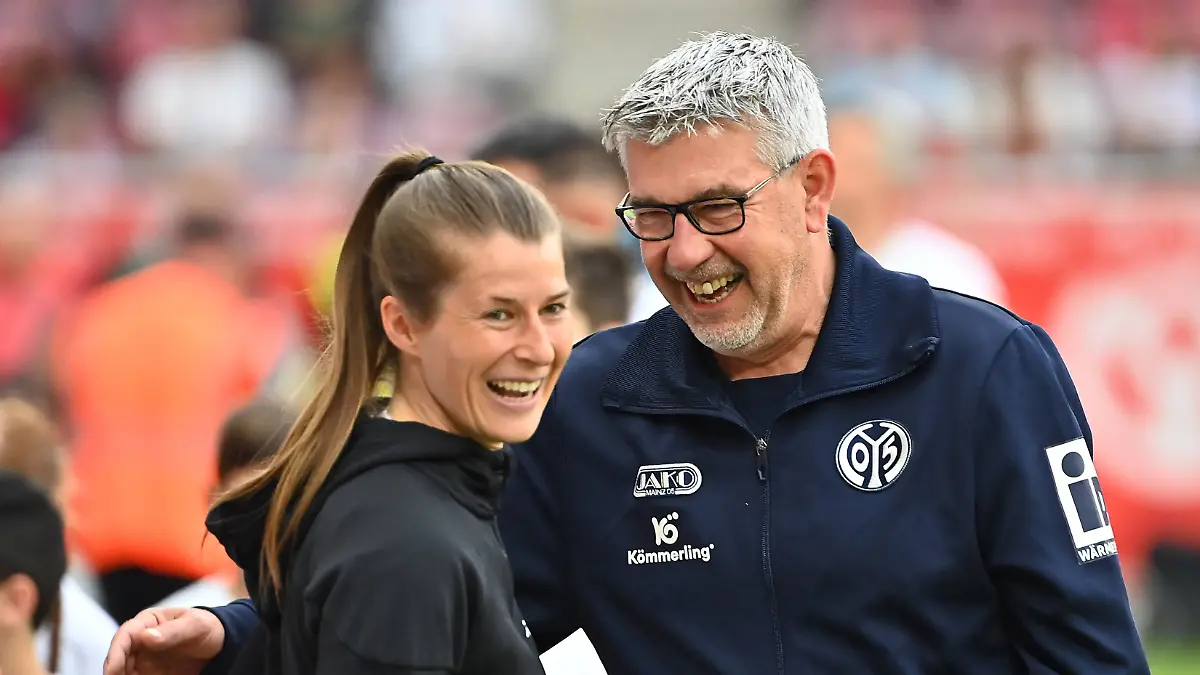 Marie-Louise-ETA-Trainerin-Union-Berlin-mit-Trainer-Urs-FISCHER-1-FSV-Mainz-05-Fussball-1-Bundesliga-Saison-2025-2026-33-Spieltag-Spieltag33-1-FSV-Mainz-05-1-FC-Union-Berlin-am-10-05-2026-MEWA-ARENA