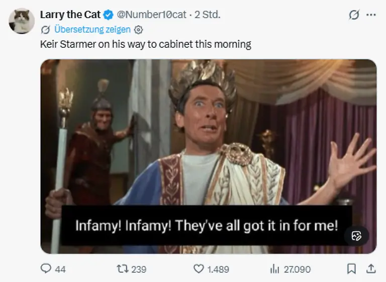 Larry the Cat auf X