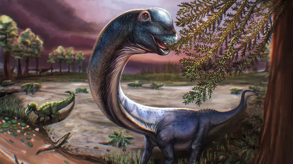 Artist-reconstruction-of-the-Cretaceous-Period-sauropod-dinosaur-Nagatitan-chaiyaphumensis-whose-fossils-were-unearthed-in-Thailand-seen-in-this-illustration-released-on-May-14-2026-Nagatitan-is-the-largest-dinosaur-ever-found-in-Southeast-Asia-Patchanop-Boonsai-Handout-via-REUTERS-THIS-IMAGE-HAS-BEEN-SUPPLIED-BY-A-THIRD-PARTY-NO-RESALES-NO-ARCHIVES