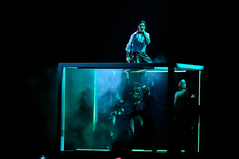 VIENNA-AUSTRIA-20260516-Soren-Torpegaard-Lund-representing-Denmark-with-the-entry-For-Vi-Gar-Hjem-during-the-final-of-the-70th-Eurovision-Song-Contest-ESC-at-the-Wiener-Stadthalle-in-Vienna-Austria-Saturday-May-16-2026