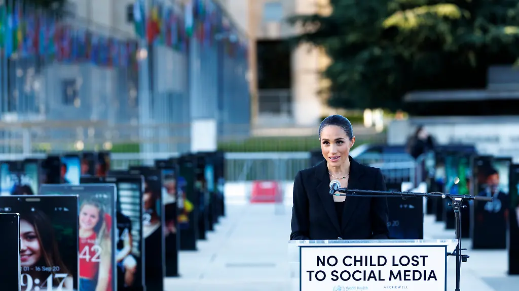Meghan-Markle-the-Duchess-of-Sussex-speaks-during-the-inauguration-of-The-Lost-Screen-Memorial-exhibition-for-the-unveiling-of-a-temporary-memorial-to-protect-children-from-online-abuse-presented-by-Archewell-Philanthropies-in-partnership-with-the-World-Health-Organization-WHO-and-The-Parents-Network-on-the-Place-des-Nations-in-front-of-the-European-headquarters-of-the-United-Nationsin-in-Geneva-Switzerland-Sunday-May-17-2026