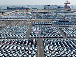 TAICANG CHINA MAY 10 Aerial View Of Vehicles Waiting To Be Loaded Onto A Ro Ro Ship For Export At Taicang Port On May 10 2026 In Taicang Suzhou City Jiangsu Province Of China