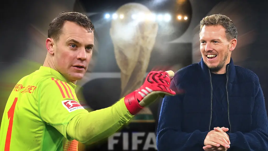 ACHTUNG-FOTOMONTAGE-Bericht-Neuer-im-vorlaeufigen-WM-Kader-Manuel-Neuer-steht-wohl-im-vorlaeufigen-55er-Kader-von-Julian-Nagelsmann-Die-Anzeichen-auf-eine-Rueckkehr-ins-Tor-der-deutschen-Nationalmannschaft-verdichten-sich-ARCHIVFOTO-v-li-Manuel-NEUER-Torwart-Bayern-Muenchen-Trainer-Julian-NAGELSMANN-Bayern-Muenchen