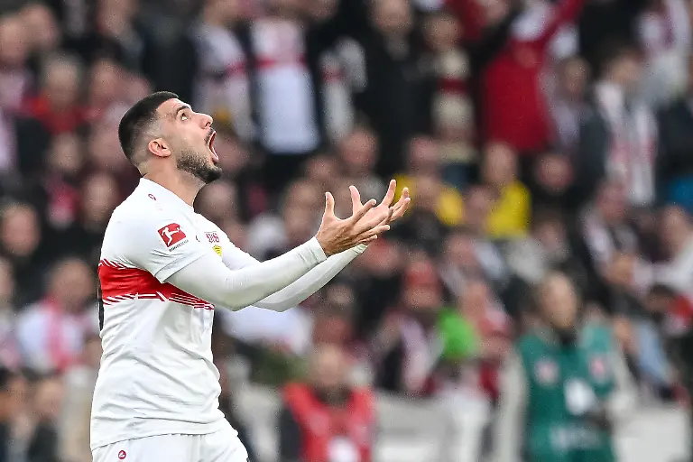 Fussball-Maenner-Bundesliga-VfB-Stuttgart-Borussia-Dortmund-28-Spieltag-MHPArena-Deniz-Undav-VfB-Stuttgart-reagiert-im-Spiel