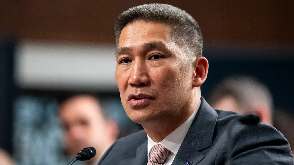 Acting-Secretary-of-the-Navy-Hung-Cao-speaks-during-a-Senate-Armed-Services-Committee-hearing-on-the-Navy-s-defense-authorization-request-for-fiscal-year-2027-in-the-Dirksen-Senate-Office-Building-near-the-U-S-Capitol-in-Washington-DC-on-Tuesday-May-19-2026