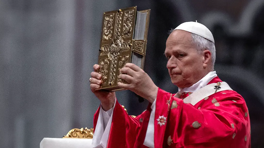 May-24-2026-Vatican-Vatican-Pope-Leo-XIV-holds-the-gospel-during-a-Mass-for-the-Solemnity-of-Pentecost-in-ST-Peter-s-Basilica-at-the-Vatican