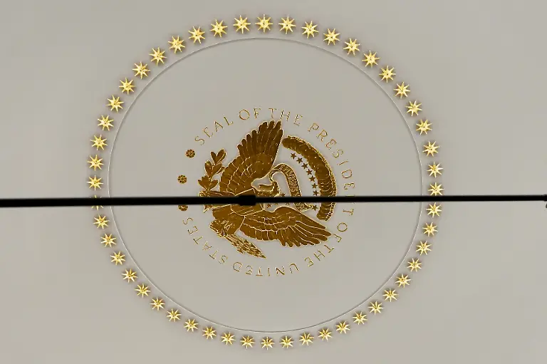 A-view-shows-the-Presidential-seal-on-the-roof-of-the-Oval-Office-during-a-press-conference-with-U-S-President-Donald-Trump-and-Elon-Musk-at-the-White-House-in-Washington-D-C-U-S-May-30-2025