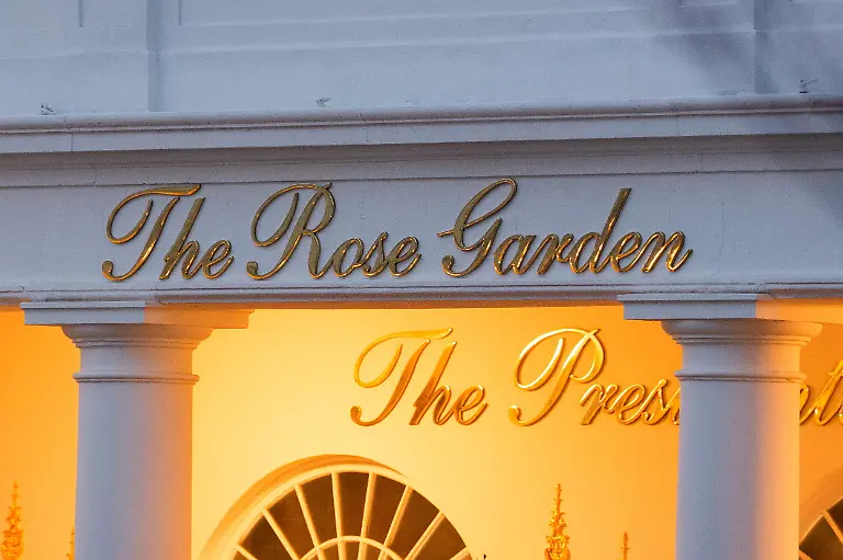 New-signage-marks-President-Trumps-renovated-Rose-Garden-at-the-White-House-on-Tuesday-January-13-2026