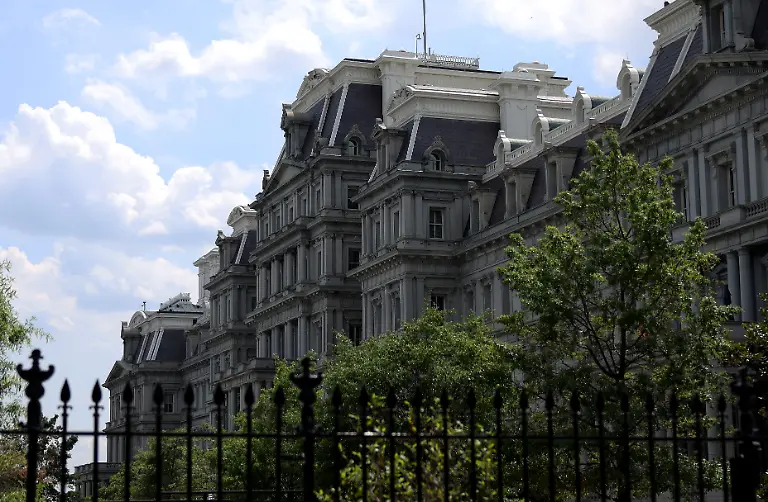 WASHINGTON-DC-JULY-21-A-general-view-of-the-Dwight-D-Eisenhower-Executive-Building-after-U-S-President-Joe-Biden-announced-he-dropped-out-of-the-race-for-re-election-on-July-21-2024-in-Washington-DC-With-four-months-until-election-day-U-S-President-Joe-Biden-has-endorsed-Vice-President-Kamala-Harris-as-the-democratic-nominee