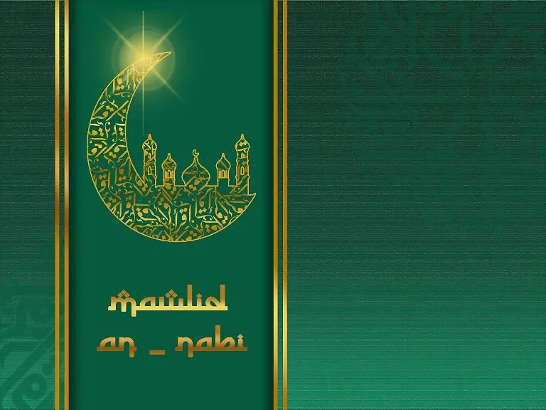The-poster-mosque-of-arabic-islamic-Maulid-an-Nabi-place-for-pray-in-silhouette-with-moon-and-star-on-green-background-The-golden-mosque-poster-design-Eid-Mubarak-silhouette-islamic-and-Arabian-for-pray-with-green-background