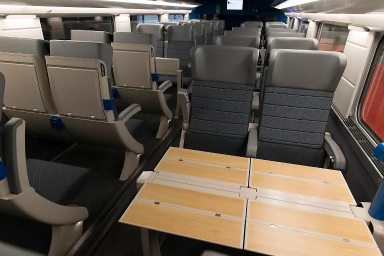 A-picture-taken-on-september-14-2016-in-Paris-shows-seats-of-the-second-class-wagon-inside-the-new-TGV-high-speed-train-called-Euroduplex-L-Oceane-made-by-French-trainmaker-Alstom-during-a-presentation-by-French-state-owned-rail-operator-SNCF