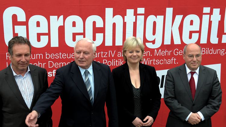 Die vier wichtigsten Akteure der Linken (v.l.): Ernst, Lafontaine, Lötzsch, Gysi.