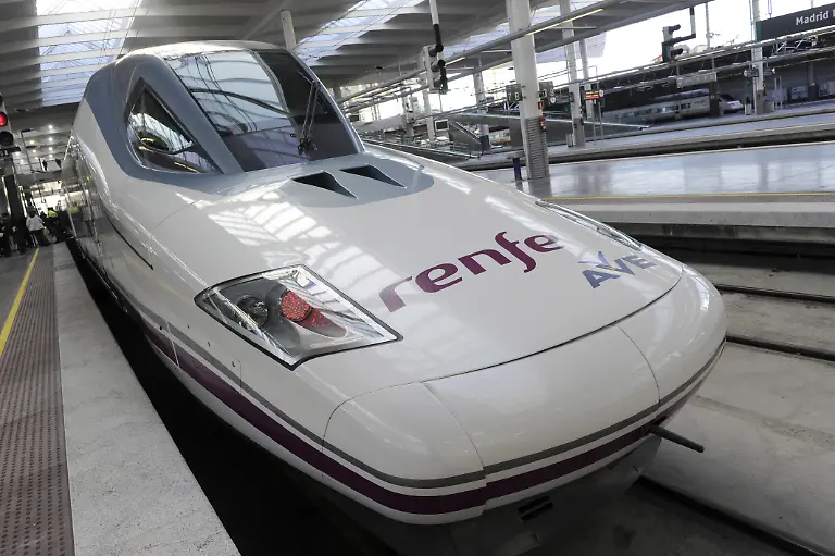 A-Talgo-350-high-speed-train-AVE-Alta-Velocidad-Espanola-meaning-Spanish-high-speed-is-seen-at-the-train-station-of-Atocha-of-Madrid-on-December-15-2010-prior-to-the-inauguration-of-the-Spanish-high-speed-train-s-track-connecting-Madrid-to-Albacete-in-eastern-Spain