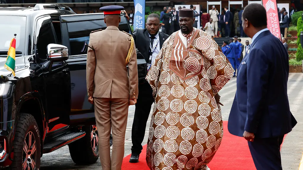 Guinea-s-President-Mamadi-Doumbouya-arrives-to-attend-the-Africa-Forward-Summit-2026-at-the-Kenyatta-International-Convention-Centre-KICC-in-Nairobi-Kenya-May-12-2026