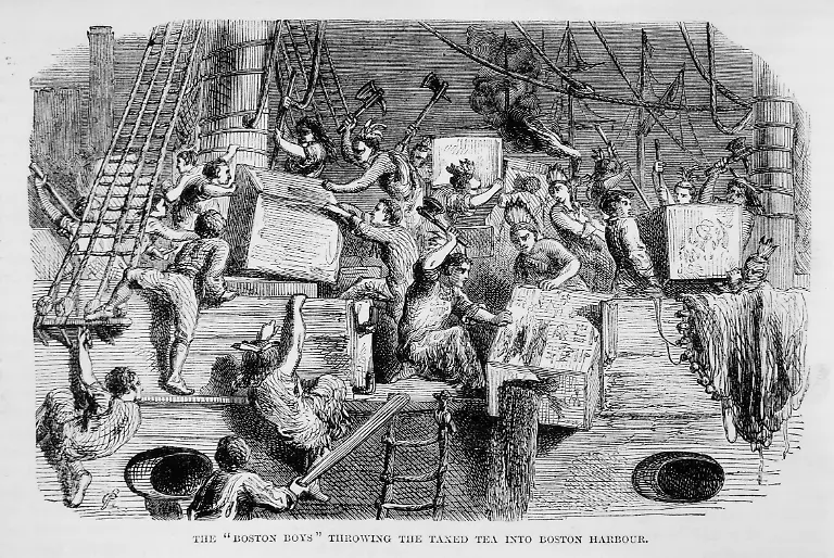 The-Boston-Boys-Throwing-the-Taxed-Tea-into-Boston-Harbor-Boston-Tea-Party-Illustration