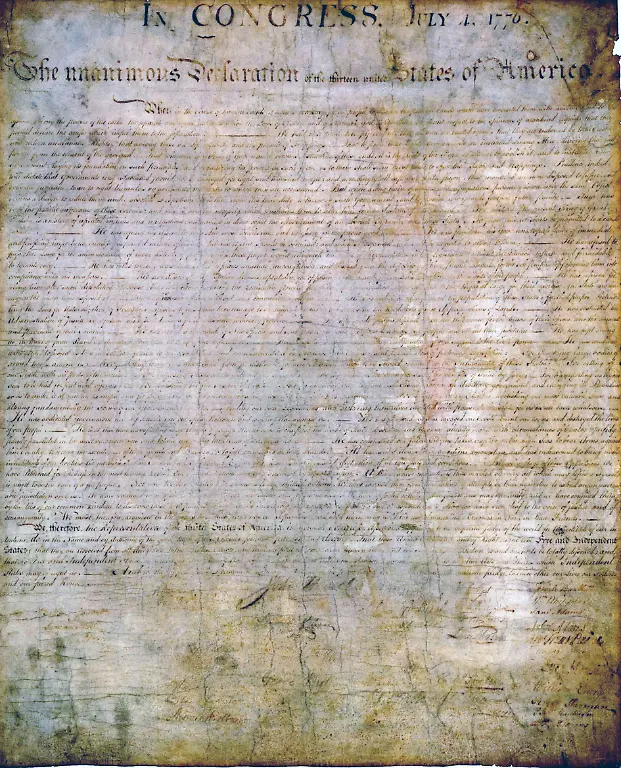 United-States-Declaration-of-Independence-authorised-by-American-Continental-Congress-2-July-1776-With-minor-revisions-released-publicly-on-4-July-1776