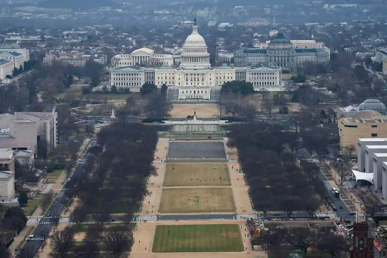 WASHINGTON-DC-MARCH-8-Seen-from-the-Washington-Monument-a-view-of-the-U-S-Capitol-Building-and-National-Mall-on-March-8-2026-in-Washington-DC-Airline-and-transportation-representatives-are-warning-that-the-ongoing-partial-government-shutdown-could-snarl-air-travel-ahead-of-a-busy-spring-break-travel-season