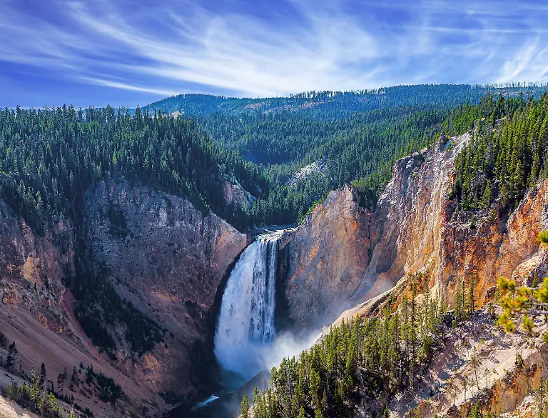 Lower-Falls-and-Yellowstone-River-Canyon-Yellowstone-National-Park-is-an-international-biosphere-reserve-The-world-s-first-national-park-The-most-famous-waterfall-in-the-world