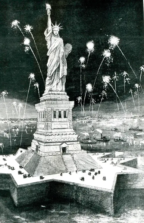 1327580-New-York-Einweihung-der-Freiheitsstatue-New-York-USA-Freiheitsstatue-Statue-of-Liberty-Kupferstandbild-aufgestellt-1886-Bildhauer-Frederic-Auguste-Bar-tholdi-Hoehe-46-5-m-Festliche-Einweihung-der-Freiheitsstatue-am-28-Oktober-1886-im-Hafen-von-New-York-City-Holzstich-E-NY-Dedication-of-Statue-of-Liberty-1886-New-York-USA-Statue-of-Liberty-copperclad-statue-erected-in-1886-sculptur-Frederic-Auguste-Bartholdi-height-46-5-m-Ceremony-of-Dedication-on-28-October-1886-in-the-harbour-of-New-York-City-Woodcut