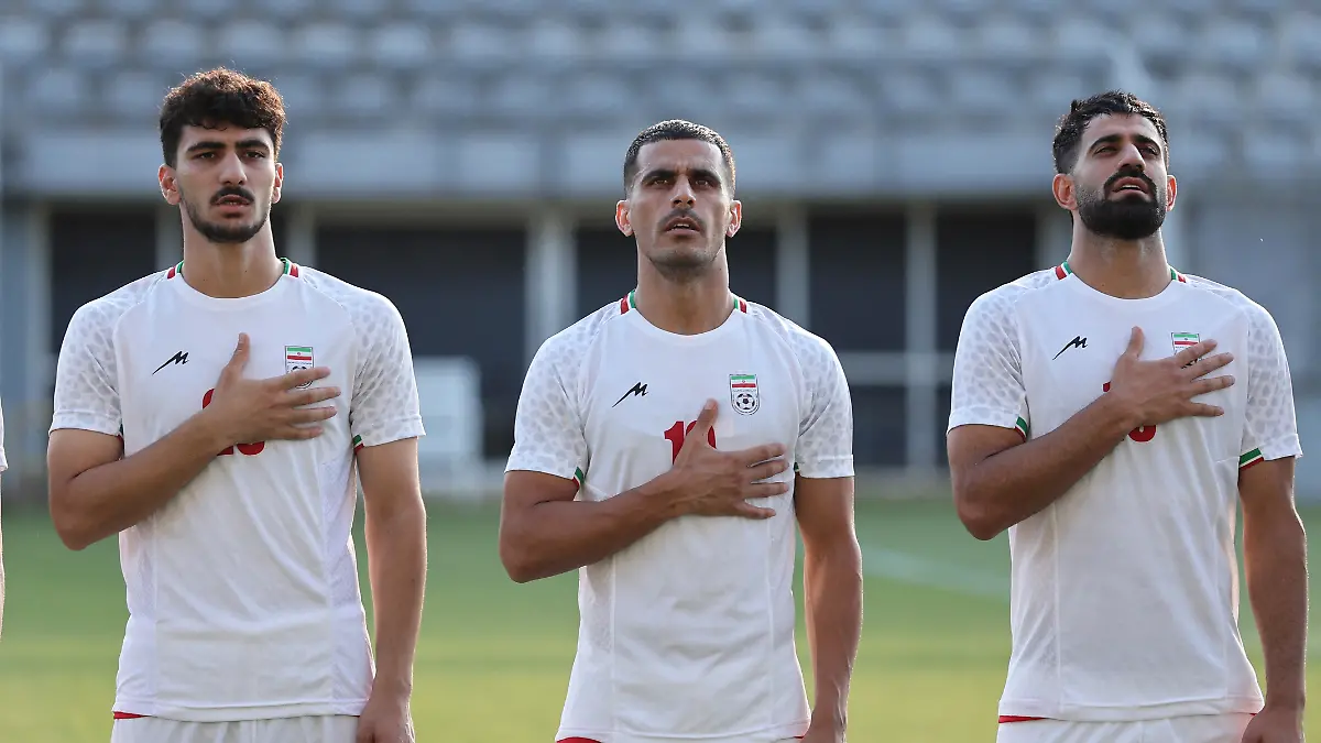 Soccer-Football-International-Friendly-Iran-v-Gambia-Mardan-Sports-Complex-Antalya-Turkey-May-29-2026-Iran-s-Amir-Razzaghinia-Ali-Nemati-and-Hossein-Kanani-line-up-during-the-national-anthems-before-the-match-REUTERS-Umit-Bektas