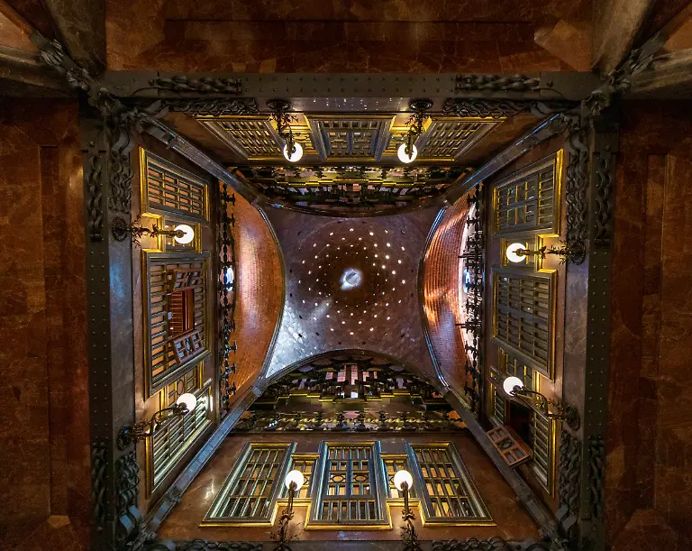 The-famous-Palau-Gueell-of-Barcelona-with-all-its-incredible-details-of-Barcelona-CT-Spain-R-APWV210502-733286-01-EDITORIAL-USE-ONLY