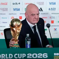 Infantino-happy-to-see-Iran-at-the-World-Cup-despite-tensions-FIFA-President-Gianni-Infantino-attends-a-press-conference-PK-Pressekonferenz-on-the-eve-of-the-FIFA-World-Cup-WM-Weltmeisterschaft-Fussball-2026-opening-match-in-Mexico-City-Mexico-10-June-2026-The-FIFA-president-said-he-hopes-that-when-Iran-plays-there-will-be-a-positive-atmosphere-as-that-is-the-spirit-of-soccer