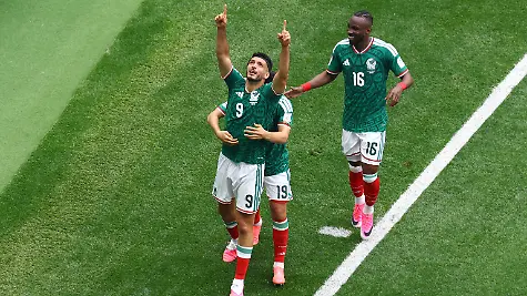Soccer-Football-FIFA-World-Cup-2026-Group-A-Mexico-v-South-Africa-Estadio-Azteca-Mexico-City-Mexico-June-11-2026-Mexico-s-Raul-Jimenez-celebrates-scoring-their-second-goal-with-Gilberto-Mora-and-Julian-Quinones-REUTERS-Raquel-Cunha