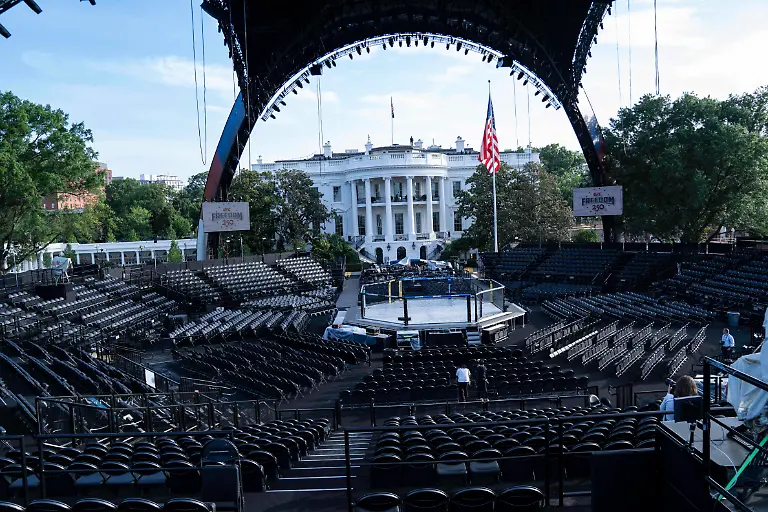 Media-preview-of-the-Ultimate-Fighting-Championship-UFC-Claw-and-the-octagon-fighting-ring-on-the-South-Lawn-of-the-White-House-in-Washington-DC-USA-on-Thursday-June-11-2026-United-States-President-Donald-J-Trump-is-hosting-a-series-once-in-a-generation-celebration-of-the-American-fighting-spirit-bouts-which-coincides-with-his-80th-birthday-and-the-June-14-observance-of-Flag-Day-Photo-by-Andrew-Thomas-CNP-ABACAPRESS