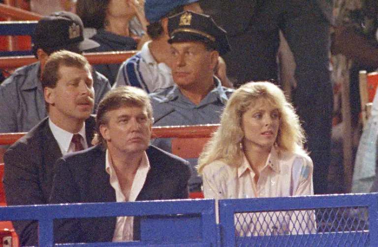 Donald-Trump-and-Marla-Maples-attend-the-New-York-Mets-and-San-Diego-Padres-game-in-New-York-July-13-1991-The-couple-whose-engagement-was-recently-announced-watched-the-Mets-win-their-tenth-straight-game-AP-Photo-Mark-D