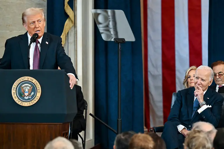 Former-President-Joe-Biden-right-watches-as-President-Donald-Trump-speaks-after-taking-the-oath-of-office-at-the-60th-Presidential-Inauguration-in-the-Rotunda-of-the-U-S-Capitol-in-Washington-Monday-Jan-20-2025