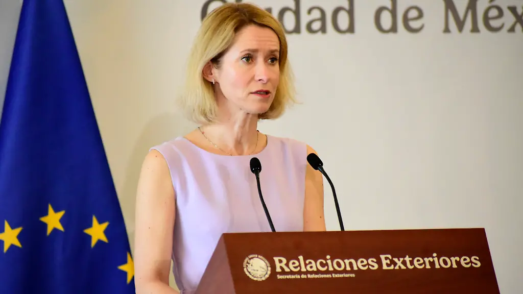 Kaja-Kallas-High-Representative-of-the-European-Union-for-Foreign-Affairs-and-Security-Policy-speaks-during-a-press-conference-at-the-Ministry-of-Foreign-Affairs-as-part-of-the-framework-of-the-official-visit-of-Kaja-Kallas-to-Mexico-for-the-8th-EU-Mexico-Summit-on-May-21-2026-in-Mexico-City-Mexico