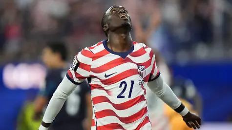 FIFA-World-Cup-WM-Weltmeisterschaft-Fussball-2026-Group-D-USA-vs-Paraguay-Timothy-Weah-of-USA-gestures-during-the-FIFA-World-Cup-2026-group-stage-match-USA-against-Paraguay-in-Los-Angeles-California-USA-12-June-2026