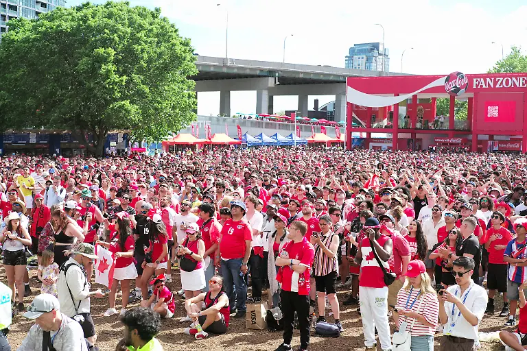 FIFA-World-Cup-2026-Canada-v-Bosnia-and-Herzegovina-Fans-gather-during-the-game-at-the-Fan-Zone-outside-of-the-stadium-in-Toronto-Ontario-Canada-June-12-2026