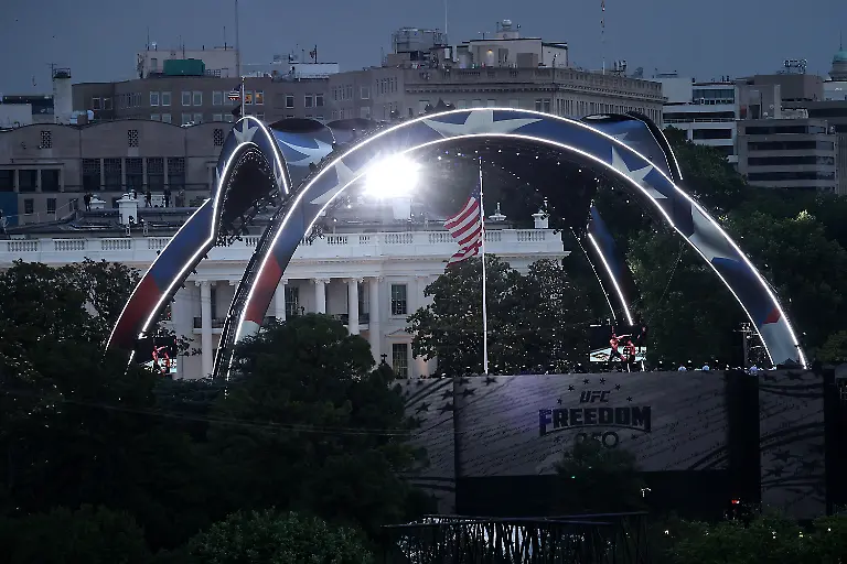 WASHINGTON-DC-JUNE-14-The-Claw-and-stadium-seating-risers-for-the-UFC-Freedom-250-fight-are-seen-on-the-South-Lawn-of-the-White-House-on-June-14-2026-in-Washington-DC-President-Trump-is-hosting-a-series-of-Ultimate-Fighting-Championship-matches-on-his-80th-birthday-which-the-White-House-is-calling-a-once-in-a-generation-celebration-of-the-American-fighting-spirit-i-Credit-Kevin-Dietsch-Pool-via-CNP-Local-Caption-WASHINGTON-DC-JUNE-14-The-Claw-and-stadium-seating-risers-for-the-UFC-Freedom-250-fight-are-seen-on-the-South-Lawn-of-the-White-House-on-June-14-2026-in-Washington-DC-President-Trump-is-hosting-a-series-of-Ultimate-Fighting-Championship-matches-on-his-80th-birthday-which-the-White-House-is-calling-a-once-in-a-generation-celebration-of-the-American-fighting-spirit